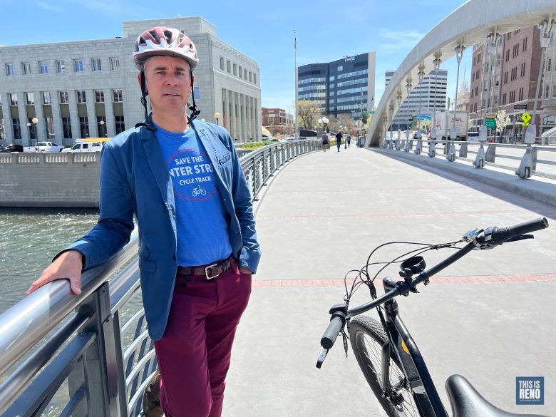 Truckee Meadows Bicycle Alliance president Ky Plaskon has been pushing for the Center Street bike track for several years. Image: Bob Conrad / This Is Reno