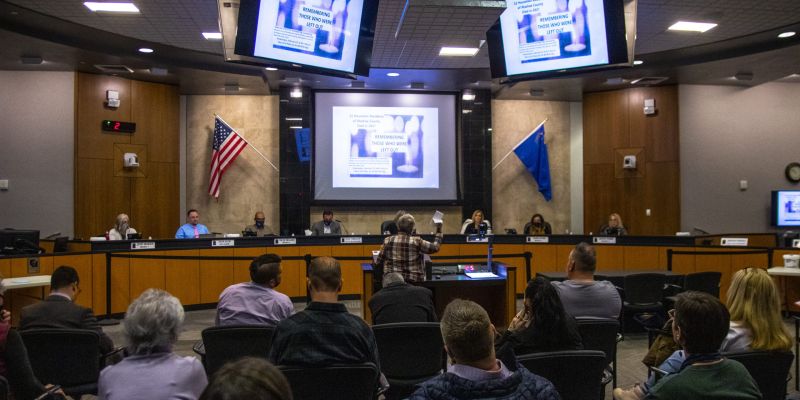 Public comment during a meeting on affordable housing Feb. 22, 2022 in Reno, Nev. Image: Ty O'Neil / This Is Reno
