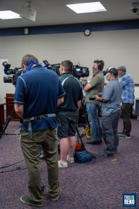 The announcement was made in a smaller room, usually held for other proceedings, making it difficult to maintain six feet of separation. Image: Eric Marks