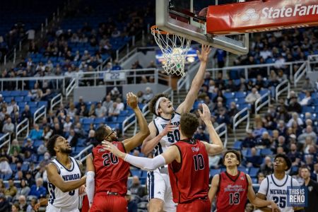 Will Baker scores two of his 13 points vs Eastern Washington at Lawlor Events Center on Nov. 9, 2021.
