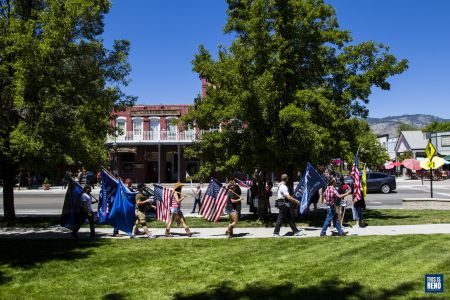 Counter-protesters at a Black Lives Matter protest in Carson City, July 11, 2020. Image: Ty O'Neil