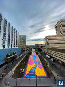 The Locomotion mural on the ReTrac lids in downtown Reno, Nev. Image: Eric Marks / This Is Reno