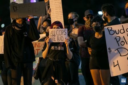Protesters gathered peacefully near City Plaza June 3. Image: Eric Marks