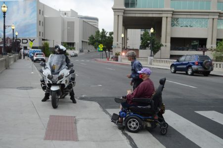 Reno Police were enforcing a 5:30 p.m. curfew in Reno after the previous night of riots. Image: Jeri Davis