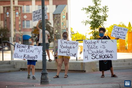Protesters gathered peacefully near City Plaza June 3. Image: Eric Marks