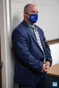 Some staff and security were wearing "Battle Born" masks. Image: Eric Marks