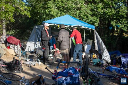 A small camp with a handful of unsheltered individuals packed up all of their belongings and relocated on June 2, due to a scheduled clean-up in the area. Image: Eric Marks