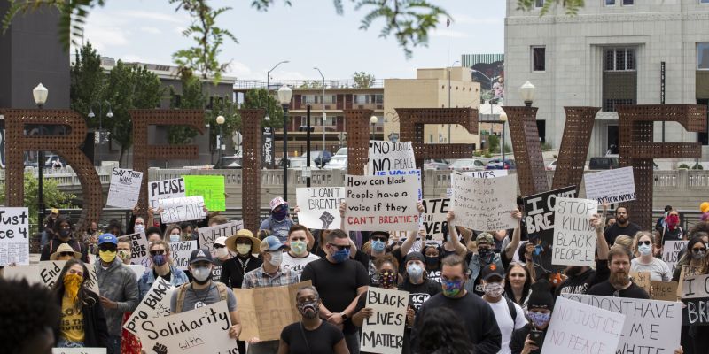 Protesters at the Black Lives Matter rally in downtown Reno. Image: Trevor Bexon