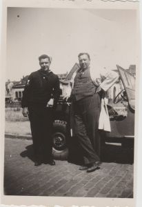 Bobby Higgins and Charles Kerckhove in Bruges, Belgium, 1944.