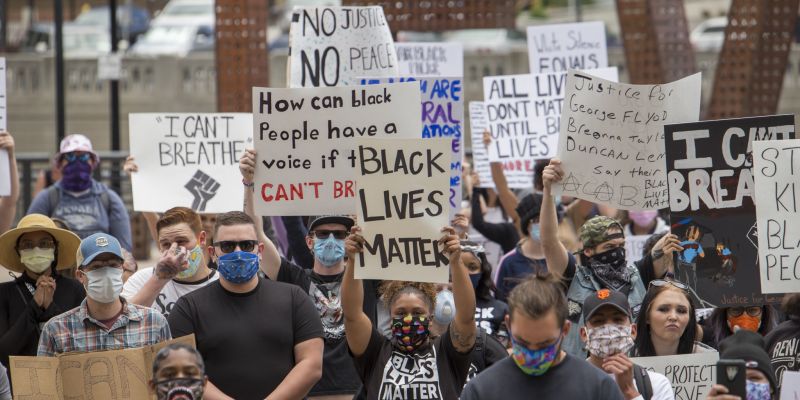 Protesters gather for the Black Lives Matter event. Image: Trevor Bexon