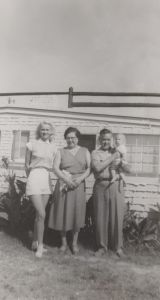 Charlotte Nort, Edna (Nort) Higgins, Robert Higgins Sr., and Charles Nort in 1950. Image provided by Mark Meganck