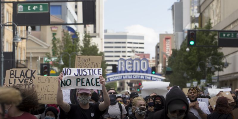Protesters at the Black Lives Matter rally in downtown Reno. Image: Trevor Bexon