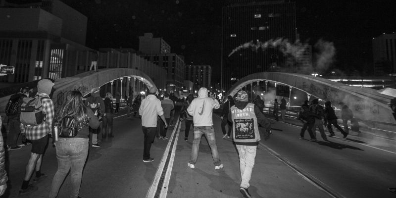 Rioters in downtown Reno. Image: Trevor Bexon